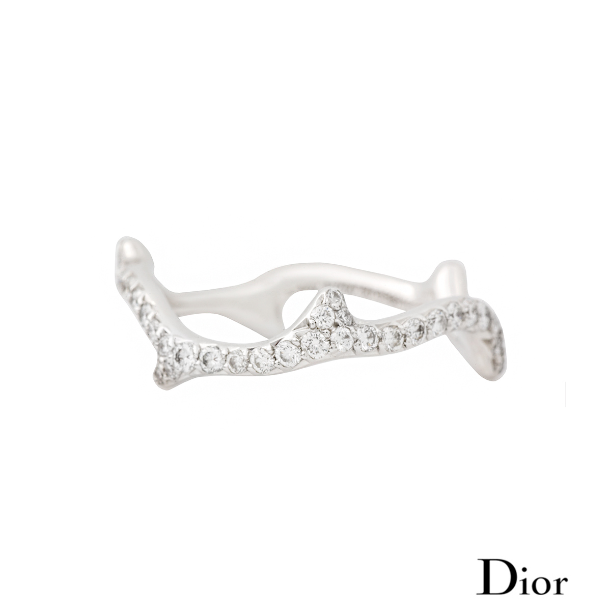 Dior 18k White Gold Diamond Set Bois de Rose Ring B&P JBAR95007 | Rich ...
